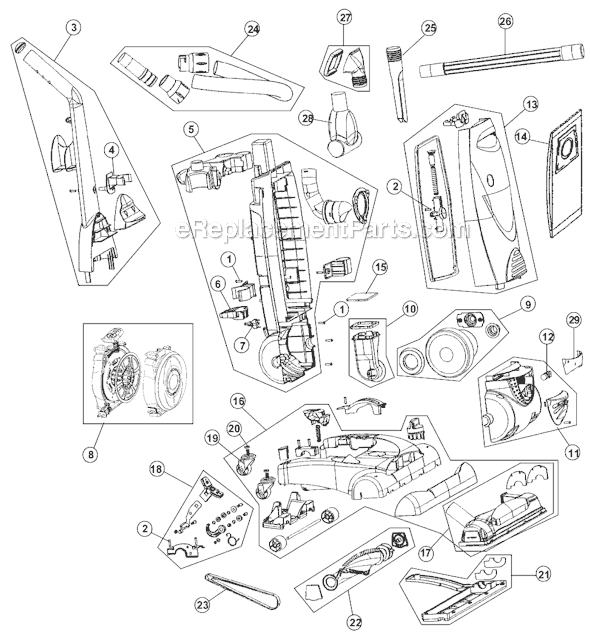 Page A Diagram and Parts List for UD30000  Dirt Devil Upright Vacuum